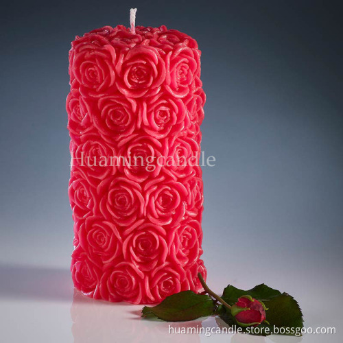 romantic Rose Pillar Candles Unscented and Hand-Made Paraffin Wax candle